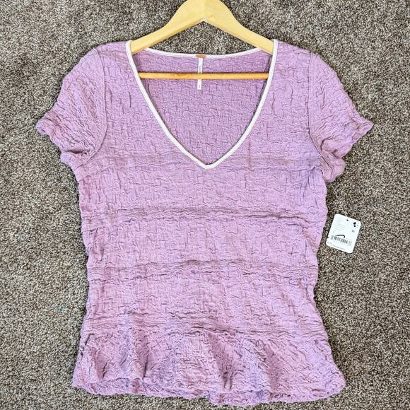 Free People NWT Women's Size Large Krystal Tee Top Lavender Fairy Whimsy Y2K - Picture 3 of 9